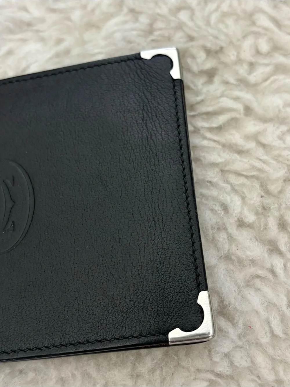 Cartier Black/Bordeaux Leather Cards Bills Clip Folded Wallet